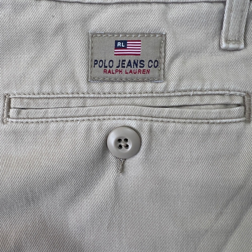 Vintage Y2K Polo Jeans Ralph Lauren Khaki Wide Leg Freighter Cargo Pants 36x29 - Picture 9 of 10